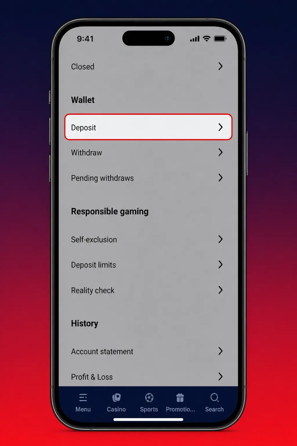 Step-by-step guide showing how to deposit funds via the Gladiatorsbet app using cards, wallets, or crypto.