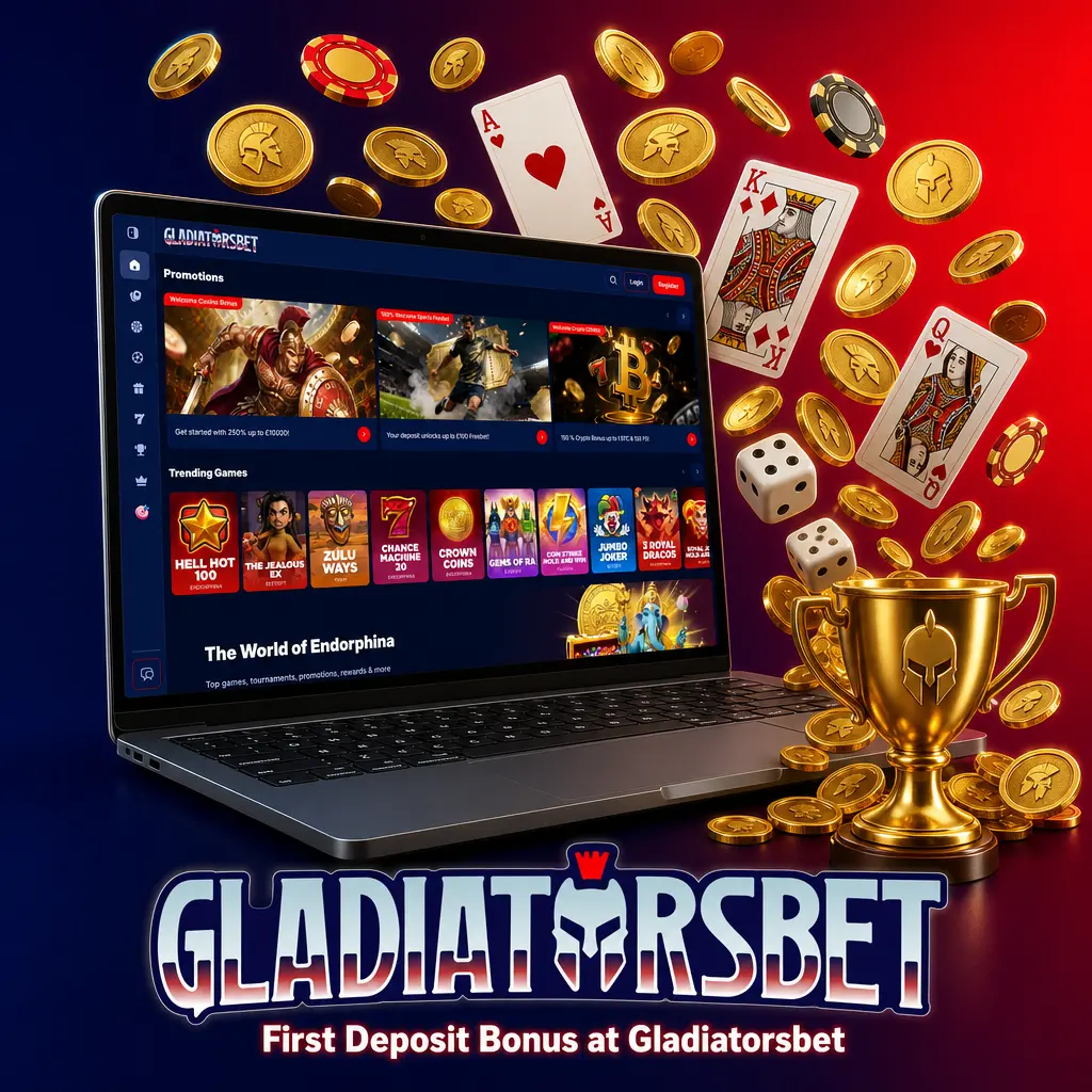 Gladiatorsbet first deposit bonus: 350% match up to GBP 1,733.13 plus 1000 free spins for new casino players.